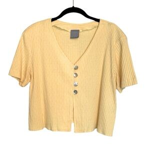 Rabbit Rabbit Rabbit Short Sleeve Yellow Pointelle Cardigan | 16
